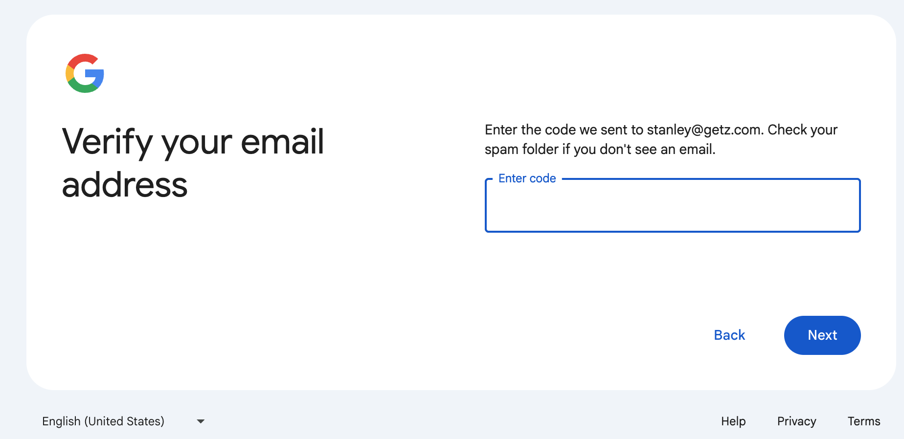 Create A Google Account Screen Step 5